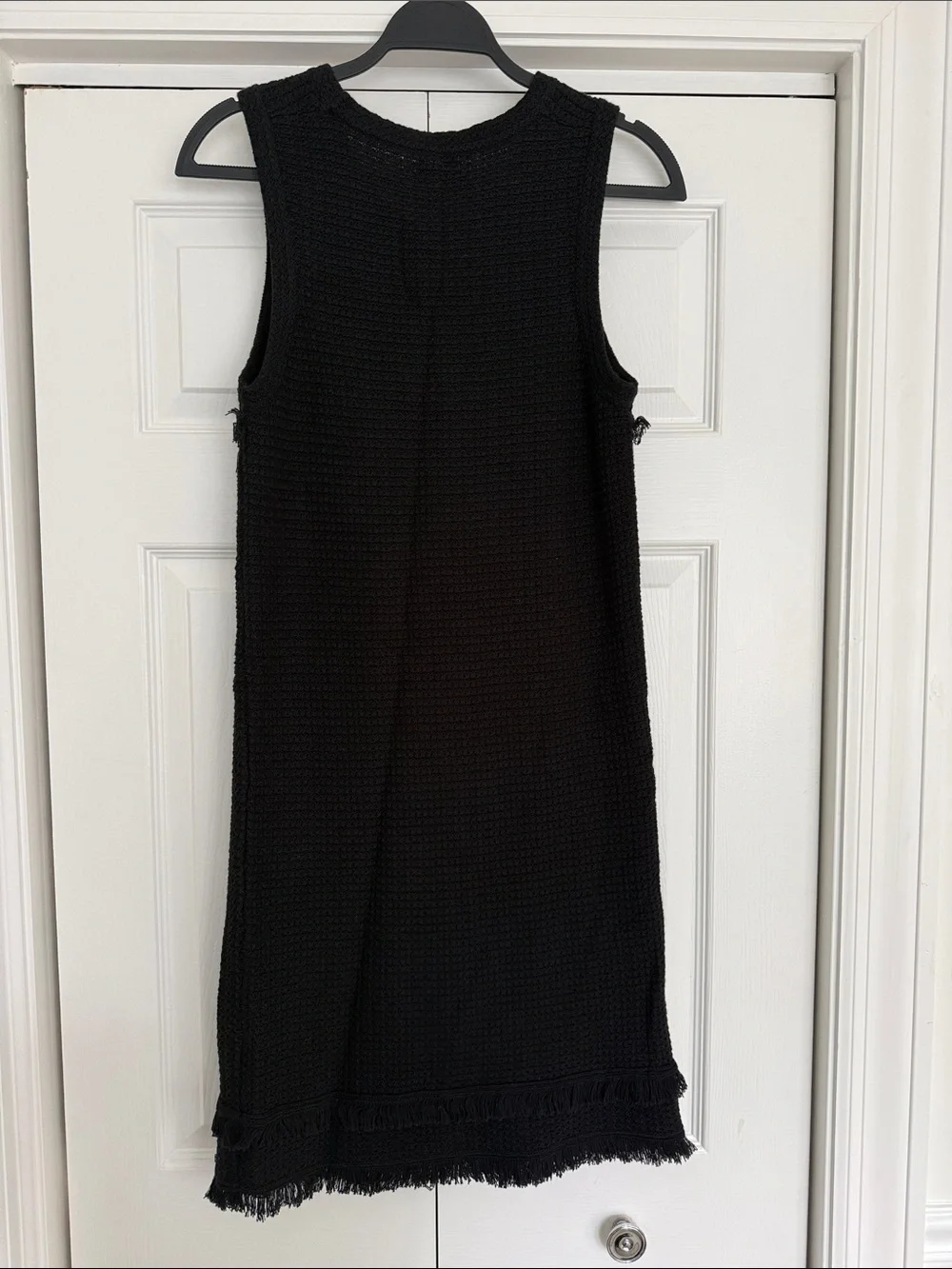 J. Crew Black Sleeveless Fringe Knit Shift Dress NWT